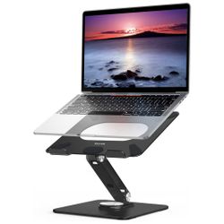 New Laptop Stand with 360 Rotating Base, Ergonomic Adjustable Notebook Riser