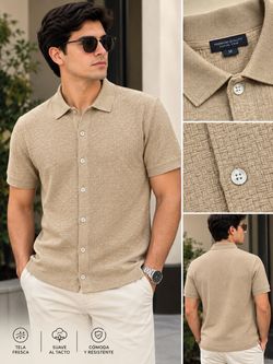 Pack 2 Men's Knit Button-Up Short Sleeve Shirt