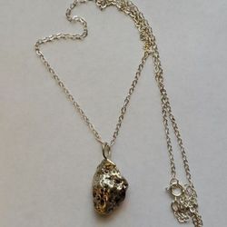 Silver Nugget Pendant Necklace