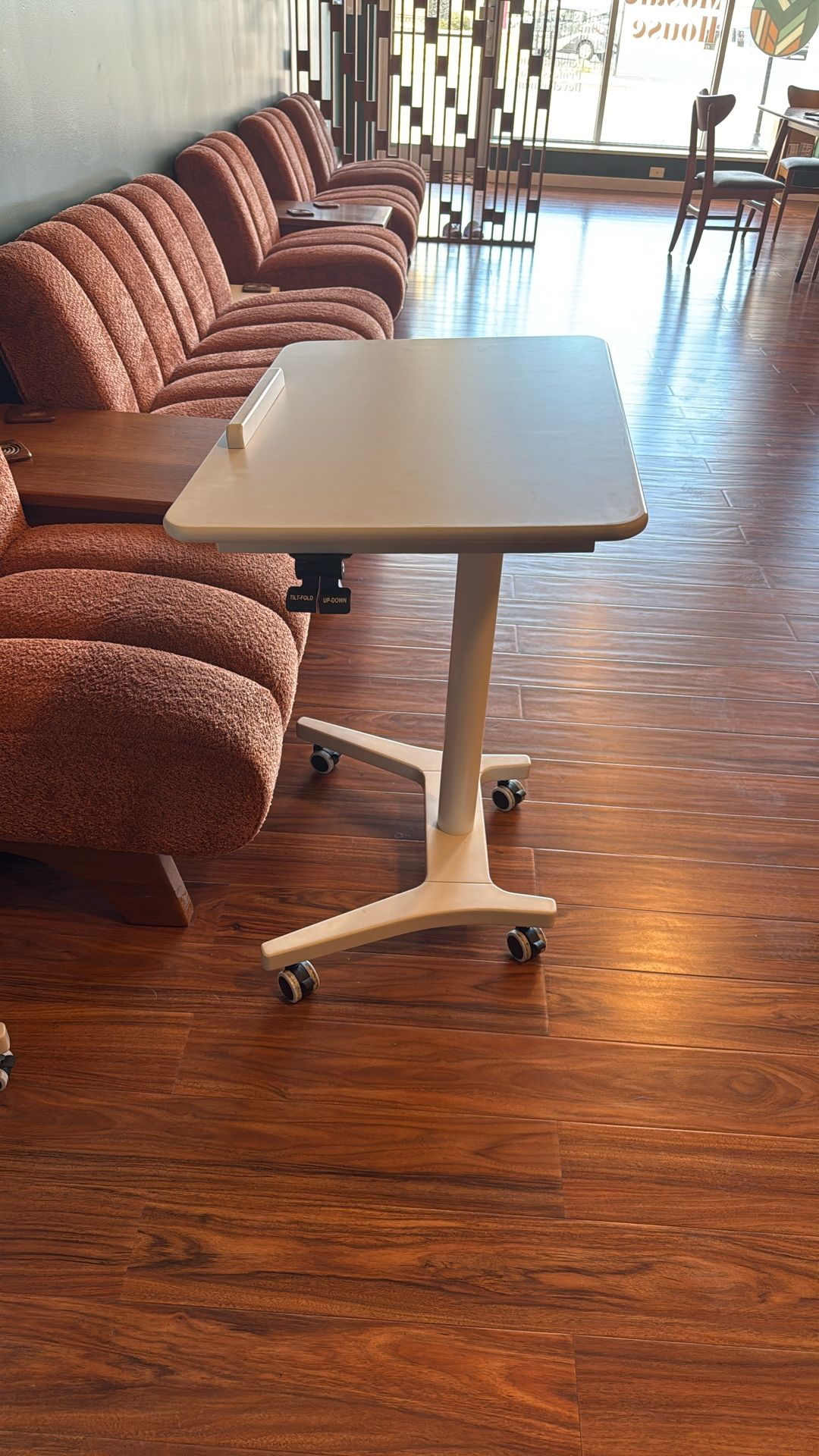 Solid Wood  Adjustable Rolling Desk Standing Or Sitting