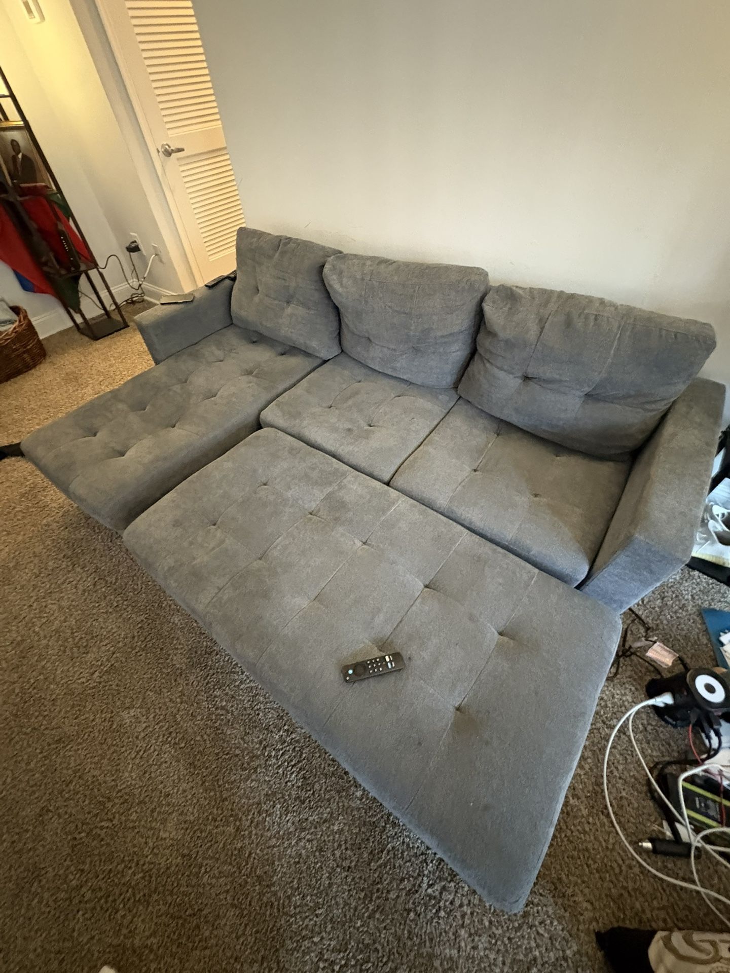 Gray Reversible Sectional with Ottoman