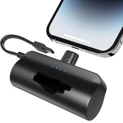 Portable Charger for iPhone With Dual Infterface, 5000mAh Mini Power Bank Fast Charging, Small Phone Charger Battery Pack Compatible with iPhone 14/14