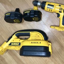 Dewalt Power Drill, Wet/Dry Vac, 2 Batteries