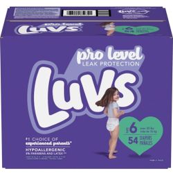 Luv Diapers Size 6 54 Count Brand New 