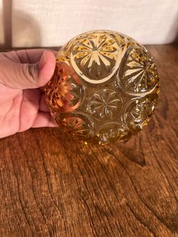 Amber Pressed Glass Bowl Vintage