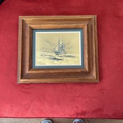 Gold Etched Sailboat Picture 