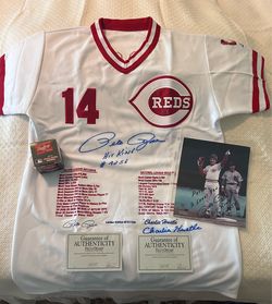Pete Rose Jersey- Ball and 8 by 10 picture