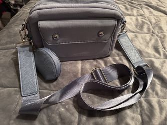 Martha Stewart Crossbody Purse & Earbud Case. Water Repellant w/Pebbled Leather