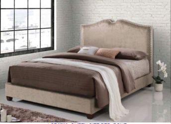 Queen Size Bed Frame Color Brown grey Or Ivory