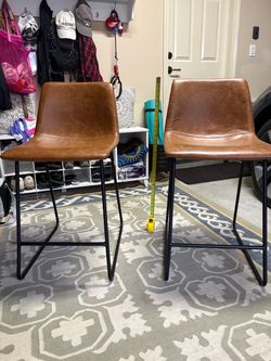 Set of 2 Faux Leather Bar Stools
