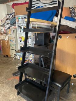 Black wood Ladder bookshelf