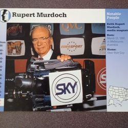 1997 Grolier Rupert Murdoch Media Empire History Vintage Collectible Large Card