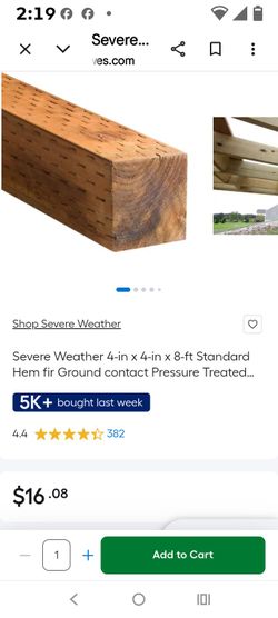 Pressure treated 4x4x8. New.