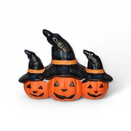Vintage Witch Halloween Trio Pumpkin Candle Holder
