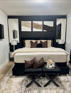 King Black Velvet Bedframe