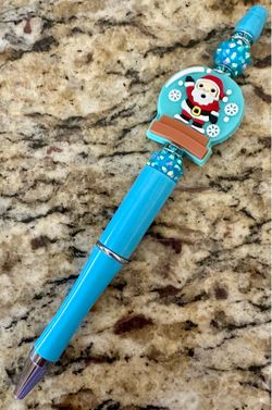 Blue Santa Beaded Pen