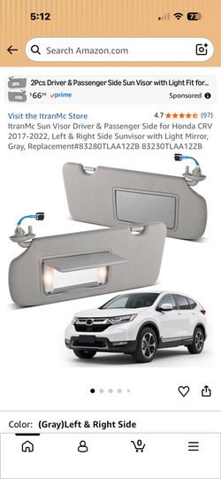 Sun visor Honda CR-V 2017-2022 , gray color ,driver and passenger side