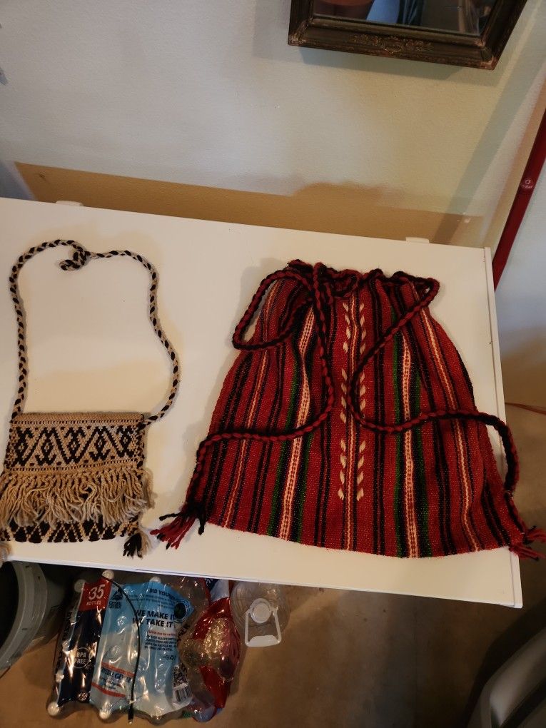 Vintage Woven Wool Purse & Backpack