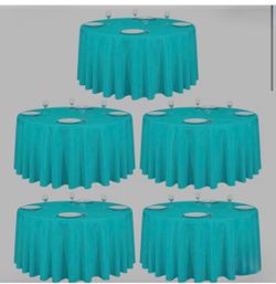 10 pack 120” Round Tablecloth 90x90 inch Washable Polyester Turquoise