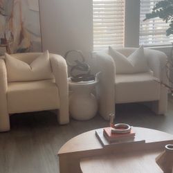 Cream Contemporary Accent Chair Set Of 2 