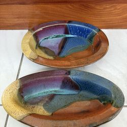 Susan Davy Colorful Ceramic Oval Serving Dishes 