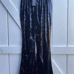 ANNA KACI CALIFORNIA Sequins black pants Flare Size M Christmas dressy
