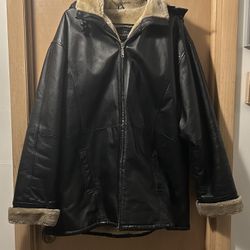 Black Leather jacket With Fur Lining