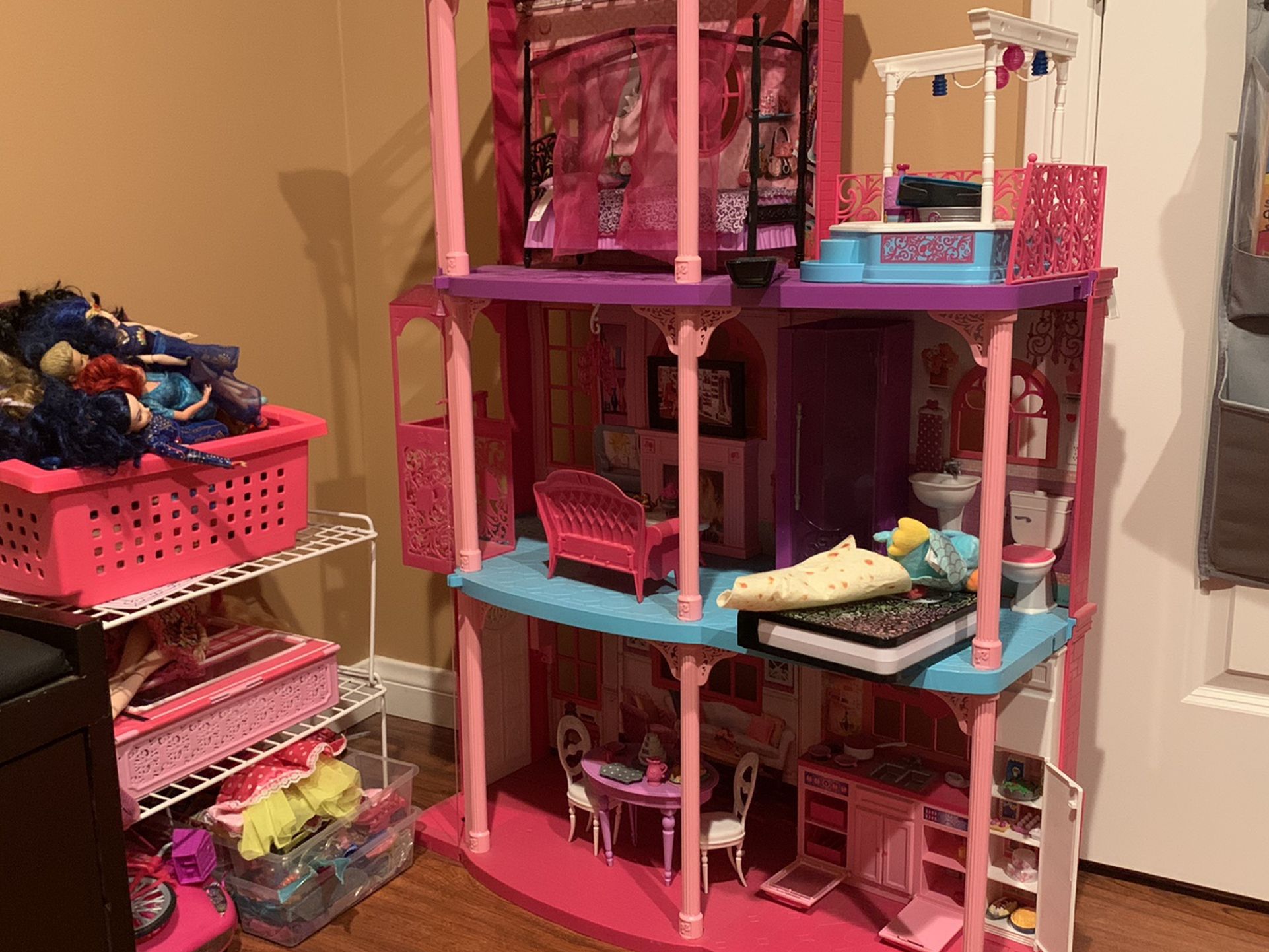 Barbie house, Car, Bike , Dolls, Barbies, Barbie Clothes and closet.