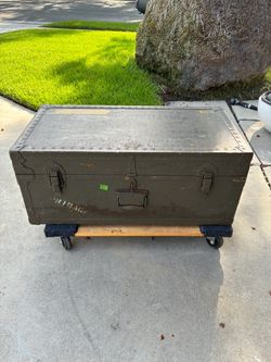 Vintage Military Footlocker Trunk – Industrial / Rustic Storage Chest