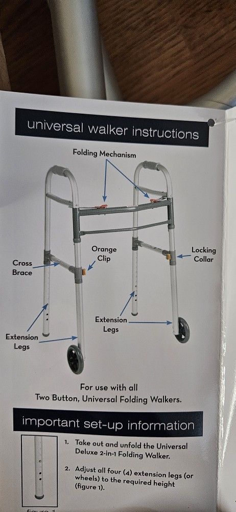 NEW drive Universal Folding Walker, Two Button With 5 Wheels 