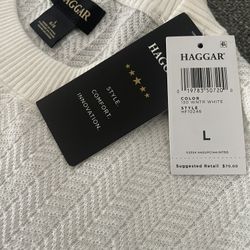 Haggar Men’s Size Large White Sweater RETAIL $70