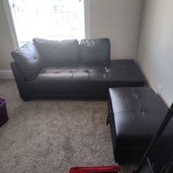 Black sectional 2 pieces with Storage Ottoman - $75 obo