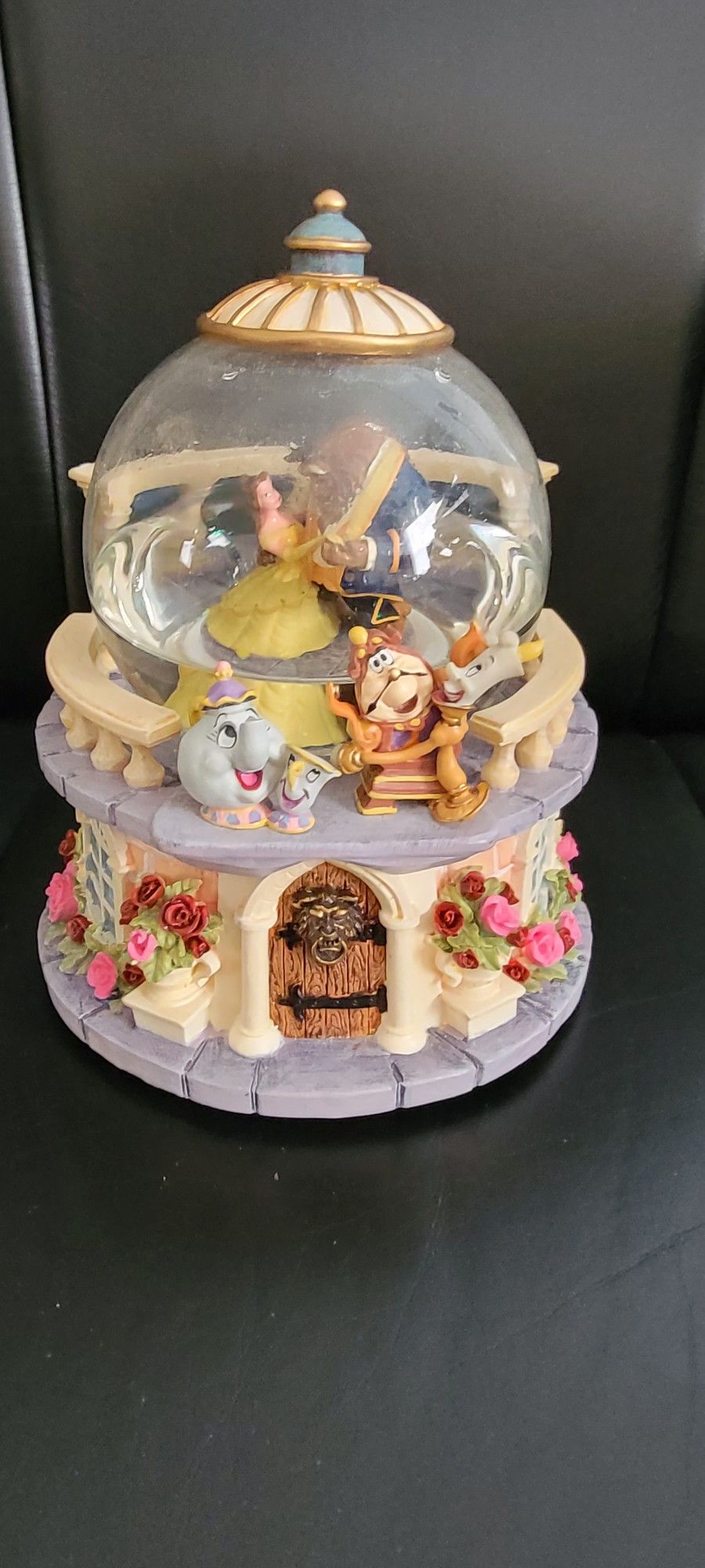 Beauty & The Beast Snow Globe Enchanted Love Vintage Disney Retired 1991 Rare.