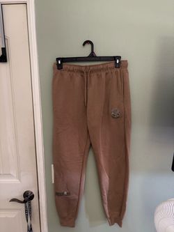 Tan Jogger Sweatpants with Rose Emblem