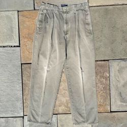 Vintage 90s Polo Single Stitch Pleated Trouser Made in USA