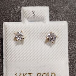 Natural Diamond 14K Gold Earrings 