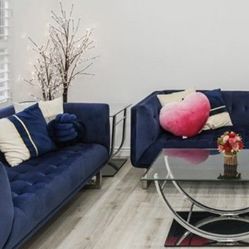 Sofa Set + Glass Coffee Table