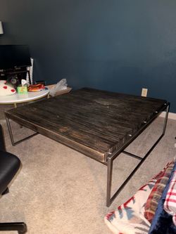 Industrial Wood and Metal Coffee Table