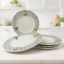 Homecraft by Noritake Rainbow Fruits 9229 Dinner Plates Ireland Set of 4 Vintage