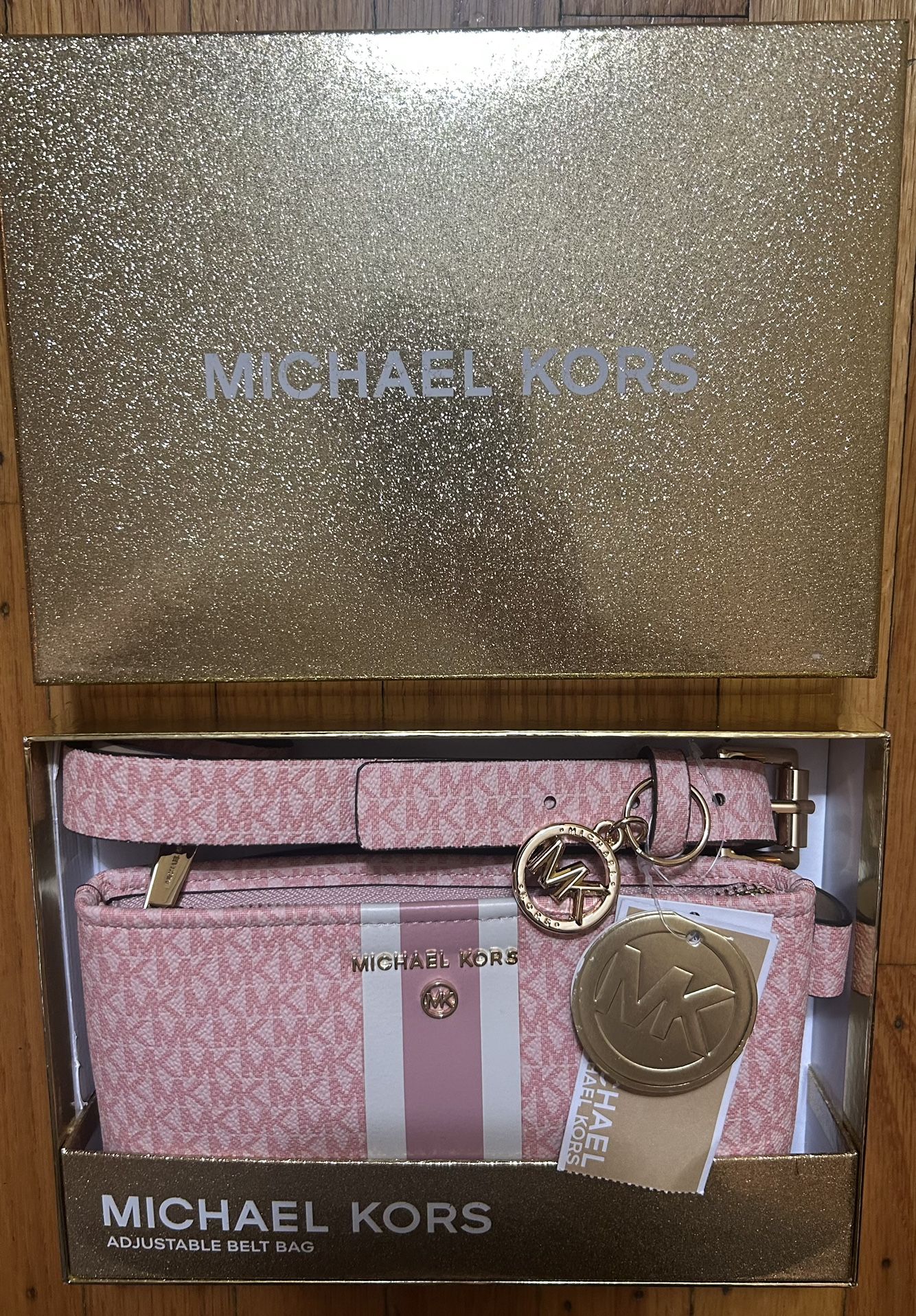Michael Kors NEW In Box Logo Pink Adjustable Waist Belt Bag