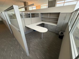 Haworth Compose Various Sizes Glass Loaded Manager Stations 65" Tall