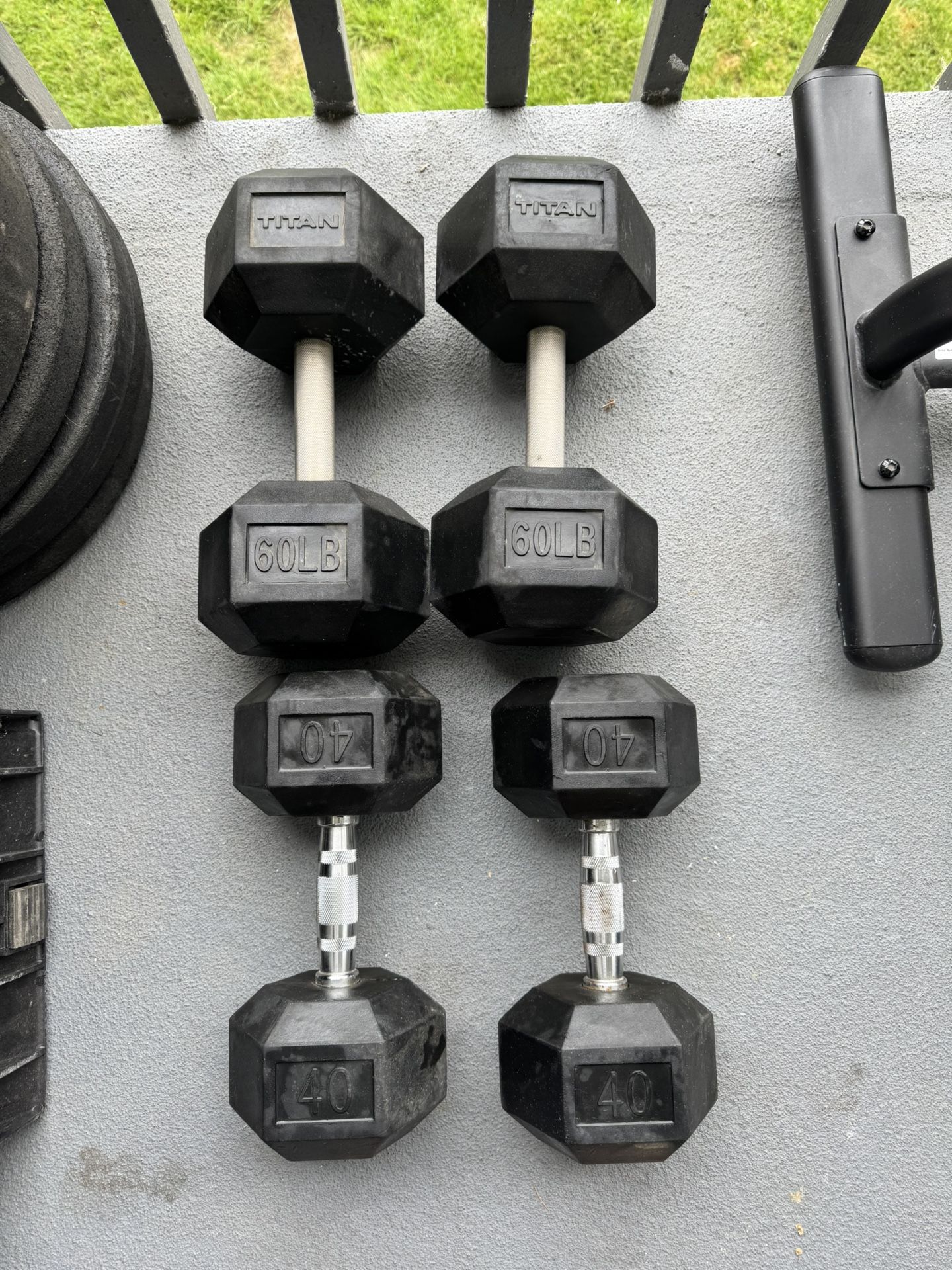 Titan Rubber Hex Dumbbells - 40lb & 60lb