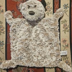 DEMDACO GIVING BEAR HANDMADE WITH LOVE  SOFT PLUSH LOVEY SECURITY BLANKET W/RATTLE 