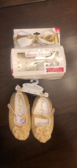 Rising star babygirl shoes headwrap and socks set