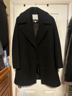 NVLT Black Bouclé Teddy Coat – Women’s Large – Double Breasted
