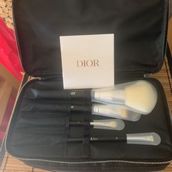 Dior Makeup Brush Set And 2 Compartment Makeup Bag