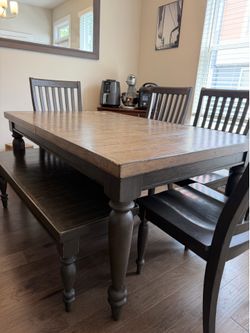 Wood Dining Table and Chairs Set