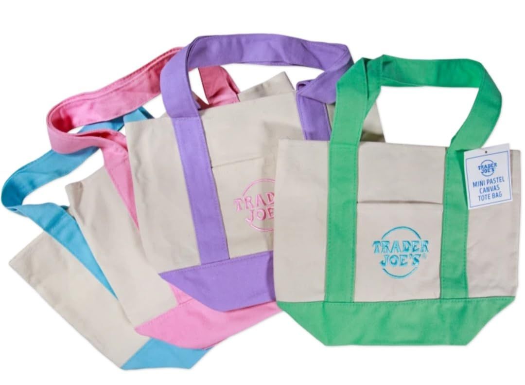 Trader Joes Pastel Mini Tote Bags