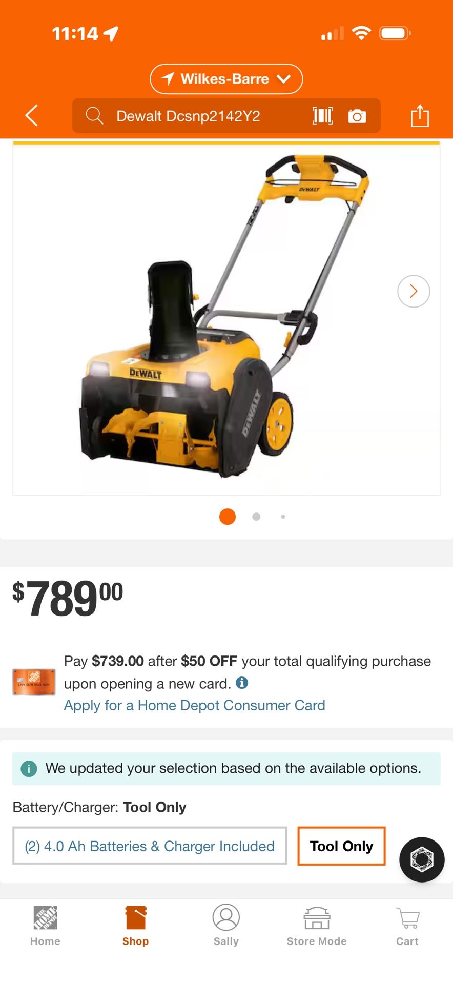 Dewalt Cordless Snow Blower Tool Only