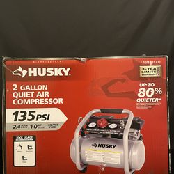 Husky 2 Gal. 135 PSI Portable Electric Oil-Free Quiet Jobsite Air Compressor with Dual Pressure Gauges and 1-Quick Coupler